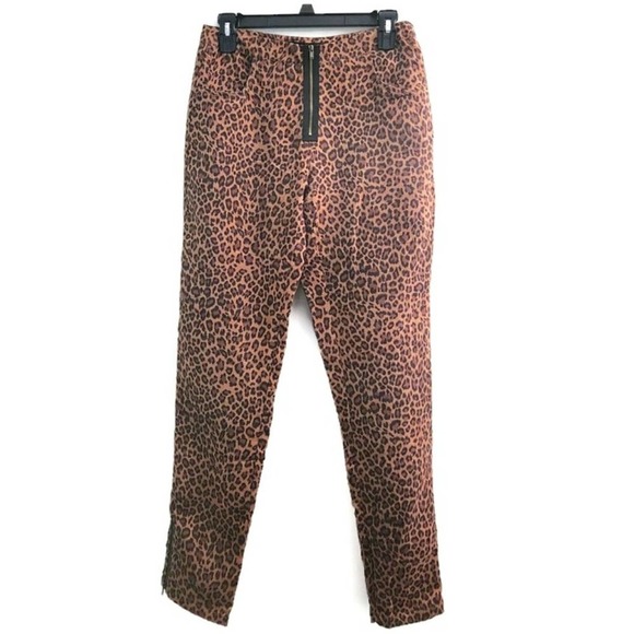 Sugar Lips Women's Brown Leopard Print Slim Leg Pants - Picture 1 of 9